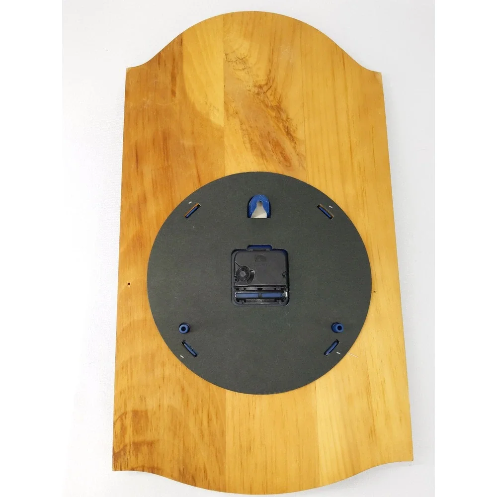 vtg Sunbeam Wood Wall Clock Brown Blue Fruit Floral J.C. Walden 1994 20